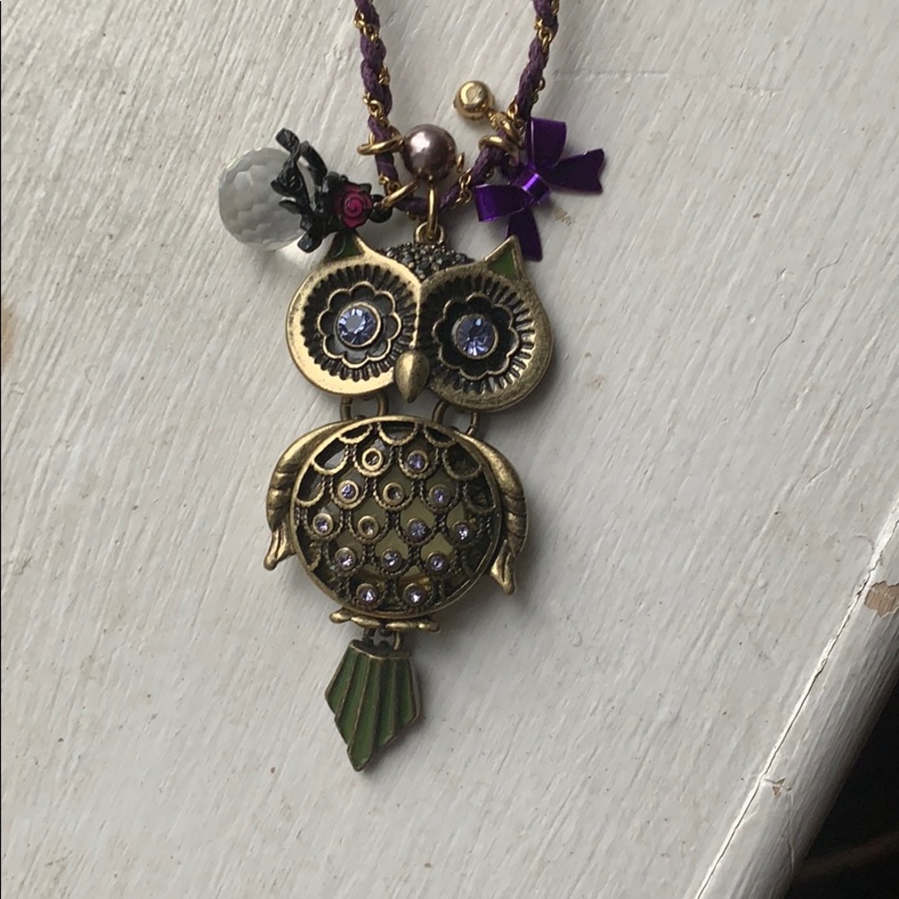 Purple & Gold Betsy Johnson Owl Necklace